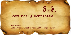 Bacsinszky Henrietta névjegykártya